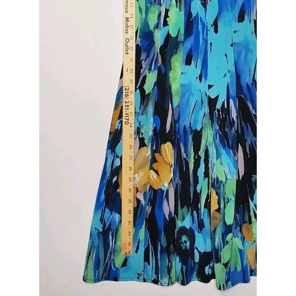 London Style Vtg Empire‎ Dress 4 Blue Artsy Watercolor Mermaid Forest Fairy Y2K